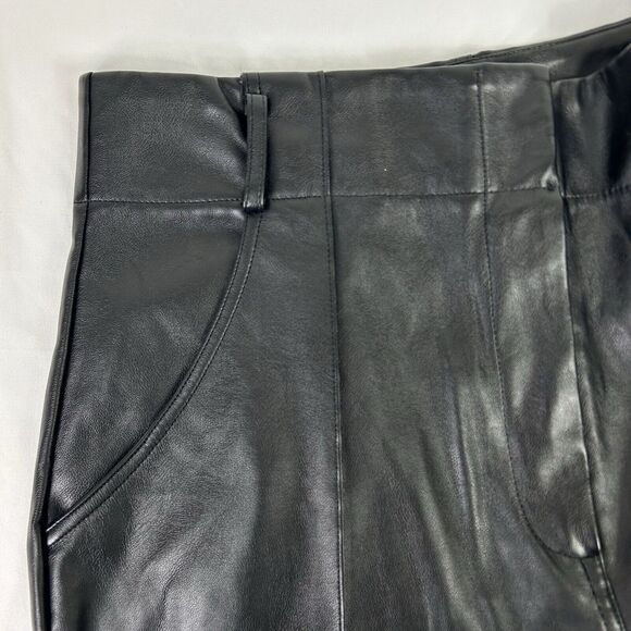 Lulu's Vegan Faux Leather Pants Black Pockets Ankle Soft Front‎ Seam Size Large - Picture 6 of 12
